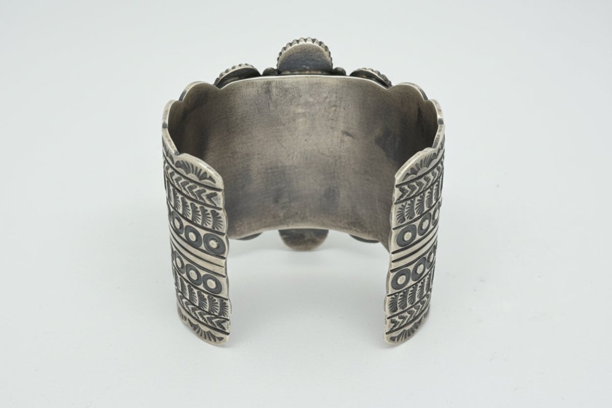 White Buffalo Cluster Cuff, Jimmie Yazzie - Turquoise Mustang