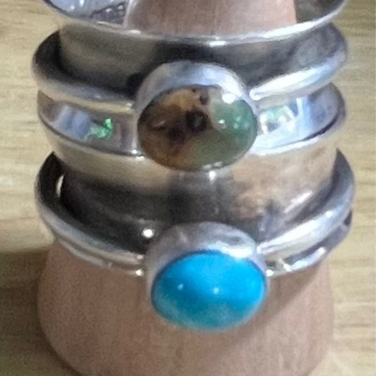 Ring, green turquoise, spinner, unknown - Turquoise Mustang