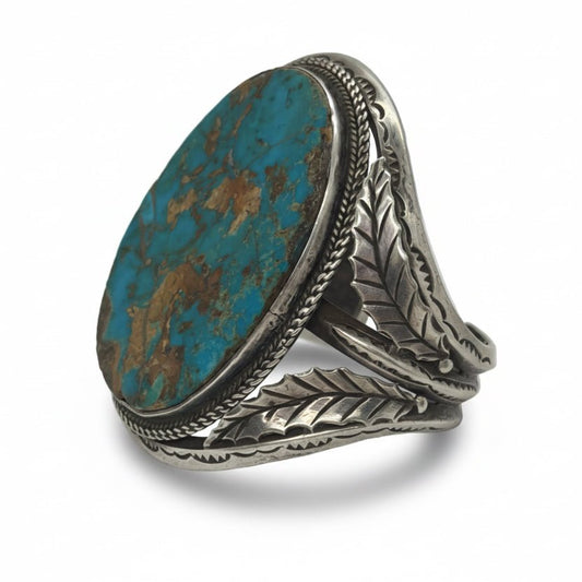 Vintage Natural Royston Mega Cuff Bracelet, by Tully Kee - Turquoise Mustang