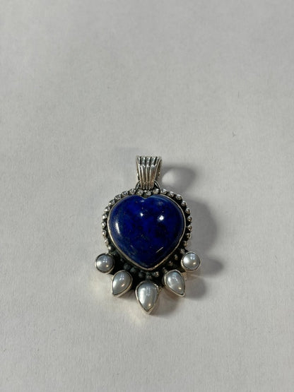 Nasturtium Heart Pendant with Pearls - Turquoise Mustang
