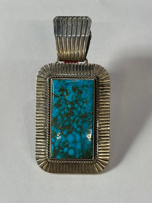 The Vegas Baby Rectangular Pendant - Turquoise Mustang