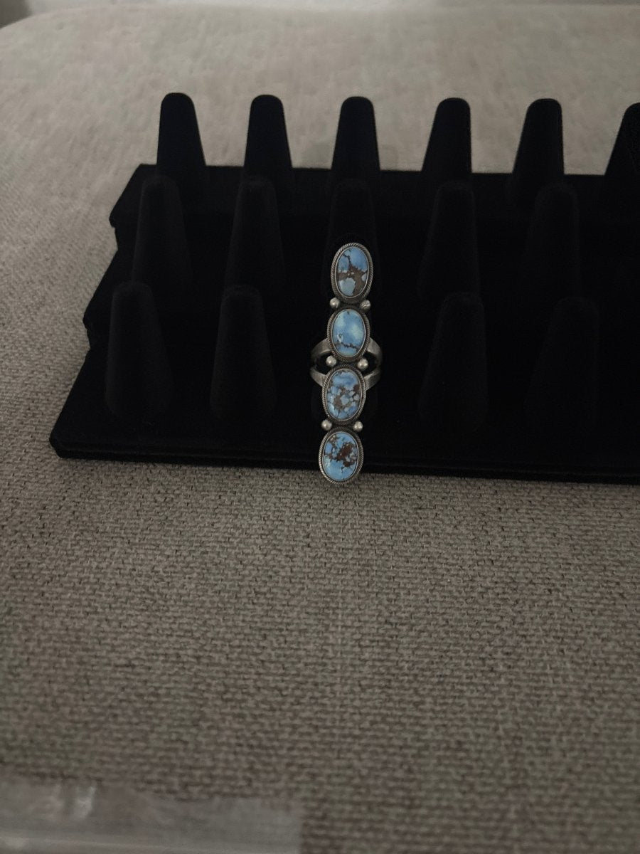 4 Stone Golden Hills Ring Size 8 - Turquoise Mustang