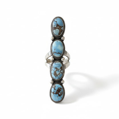 4 Stone Golden Hills Ring Size 8 - Turquoise Mustang