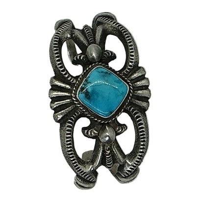 Tufa Cast Cuff Blue Diamond Turquoise by Robert Deutsawe Jr, Zuni - Turquoise Mustang