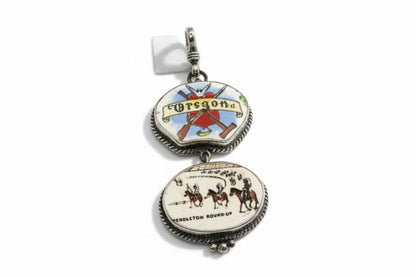 Vintage Porcelain Oregon Pendleton Round-Up Pendant by Vintage Revivals for Turquoise Mustang - Turquoise Mustang