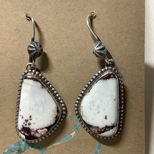 Earring, Freeform drops w/ concho wire embellishment, Robert Johnson - Turquoise Mustang