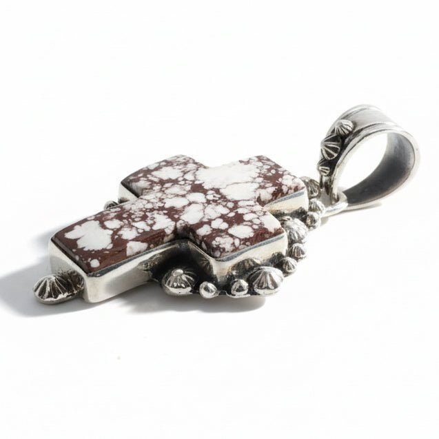 The Star - Crossed Lily Pendant in Wild Horse Magnesite - Turquoise Mustang