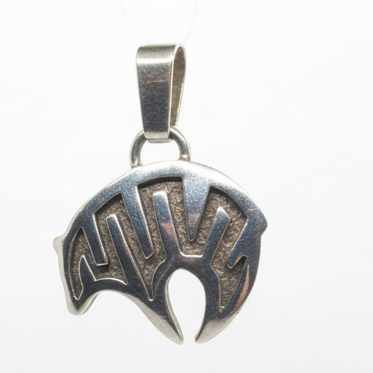 Sterling Silver Spirit Bear Pendant, Allison Snowhawk - Turquoise Mustang