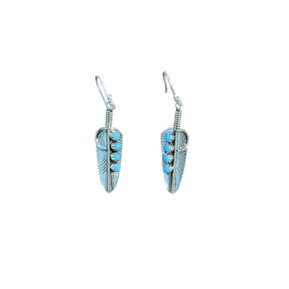 The Cattail Feather Earrings - Turquoise Mustang