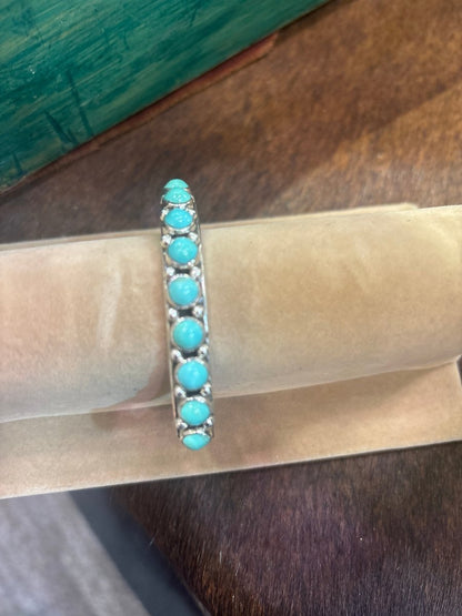 Bracelet, 9 stone Round Lapis Cuff, DD - Turquoise Mustang