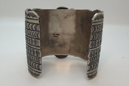 Mega Seven - Stone White Buffalo Cluster Cuff, by Jimmy Yazzie - Turquoise Mustang