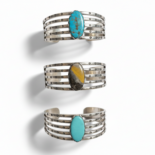 Stampede Extra Large Mens Single stone Cuff by TM - Turquoise Mustang