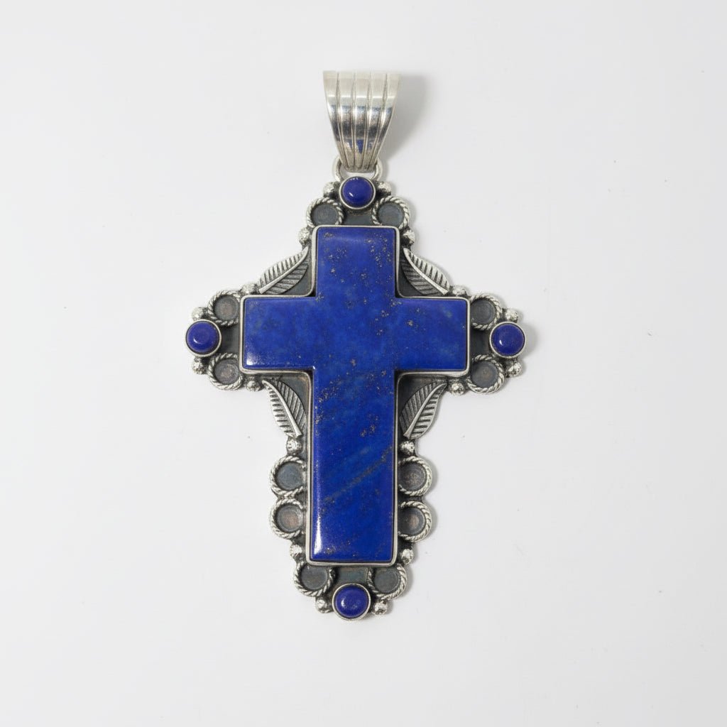 The Primrose Cross Pendant in Premium Lapis - Turquoise Mustang