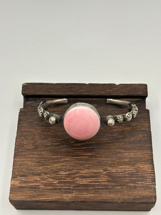 Petite Pink Queen Conch Cuff by Chimney Butte – Sand Cast Sterling Silver - Turquoise Mustang