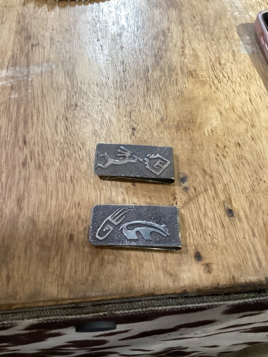 Money Clip, Navajo, Petroglyph, Raymond Begay - Turquoise Mustang