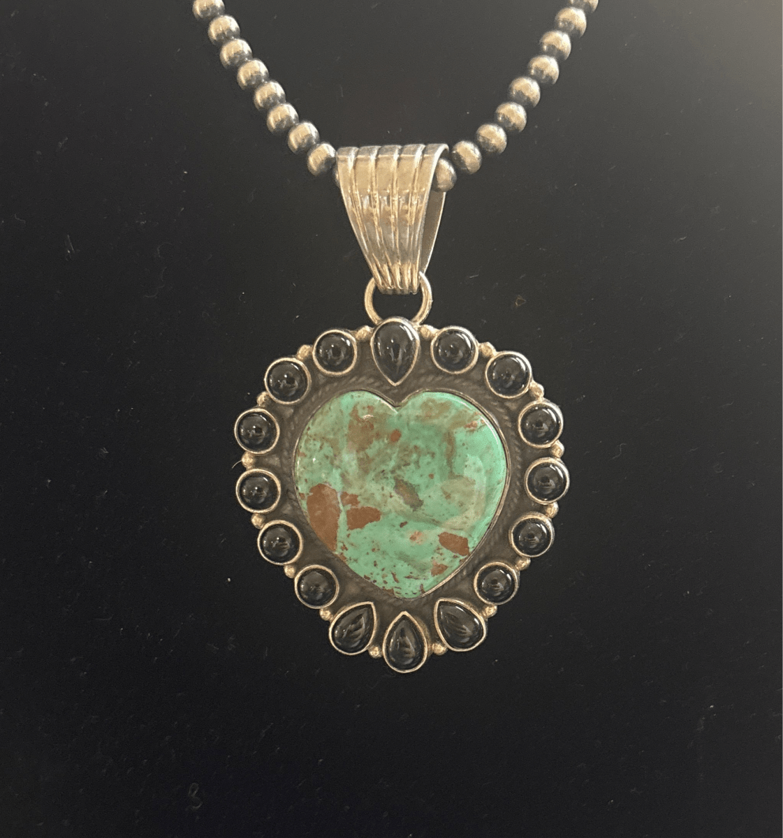 The Marguerite Daisy Heart Cluster Pendant - Turquoise Mustang
