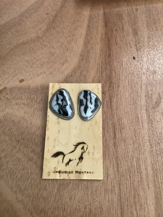 White Buffalo Free Form Dangle Earrings, Marcella James - Turquoise Mustang