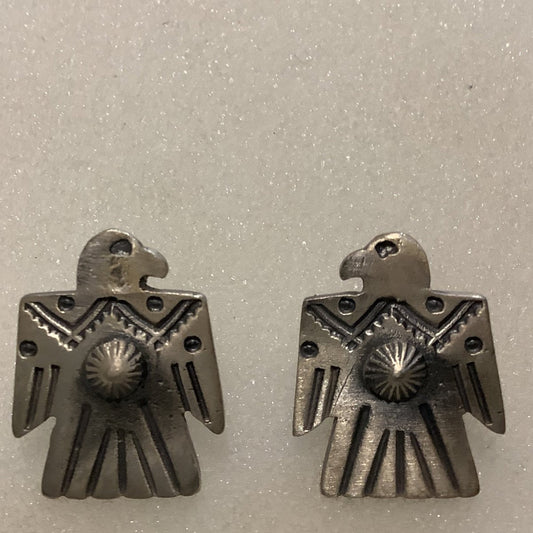 Medium Thunderbirds with Sunbursts, Studs - Turquoise Mustang