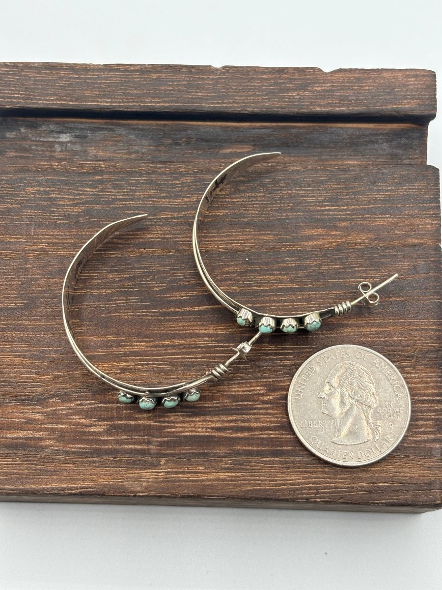 The Lady Slipper Half Hoop Feather Earring - Turquoise Mustang