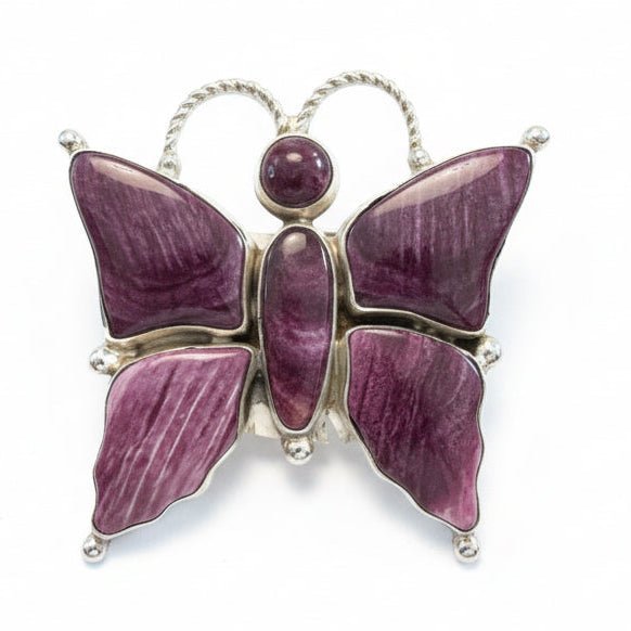Purple Spiny Oyster Butterfly Hook Pendant/Brooch, Ray Adakai - Turquoise Mustang