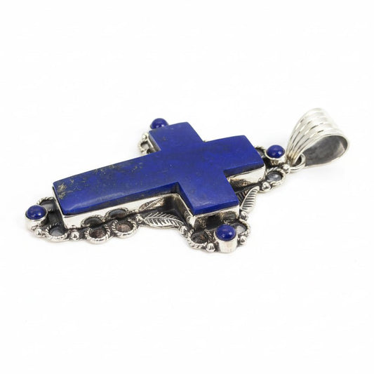 The Primrose Cross Pendant in Premium Lapis - Turquoise Mustang
