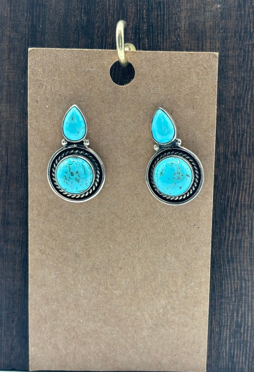 The Rain Lily Teardrop Post Earrings - Turquoise Mustang