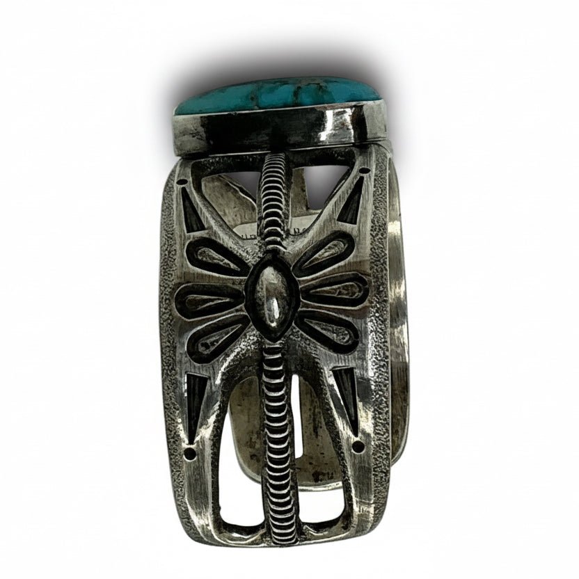 Tufa Cast Cuff Royal Blue Royston Turquoise by Robert Deutsawe Jr, Zuni - Turquoise Mustang