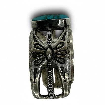 Tufa Cast Cuff Royal Blue Royston Turquoise by Robert Deutsawe Jr, Zuni - Turquoise Mustang