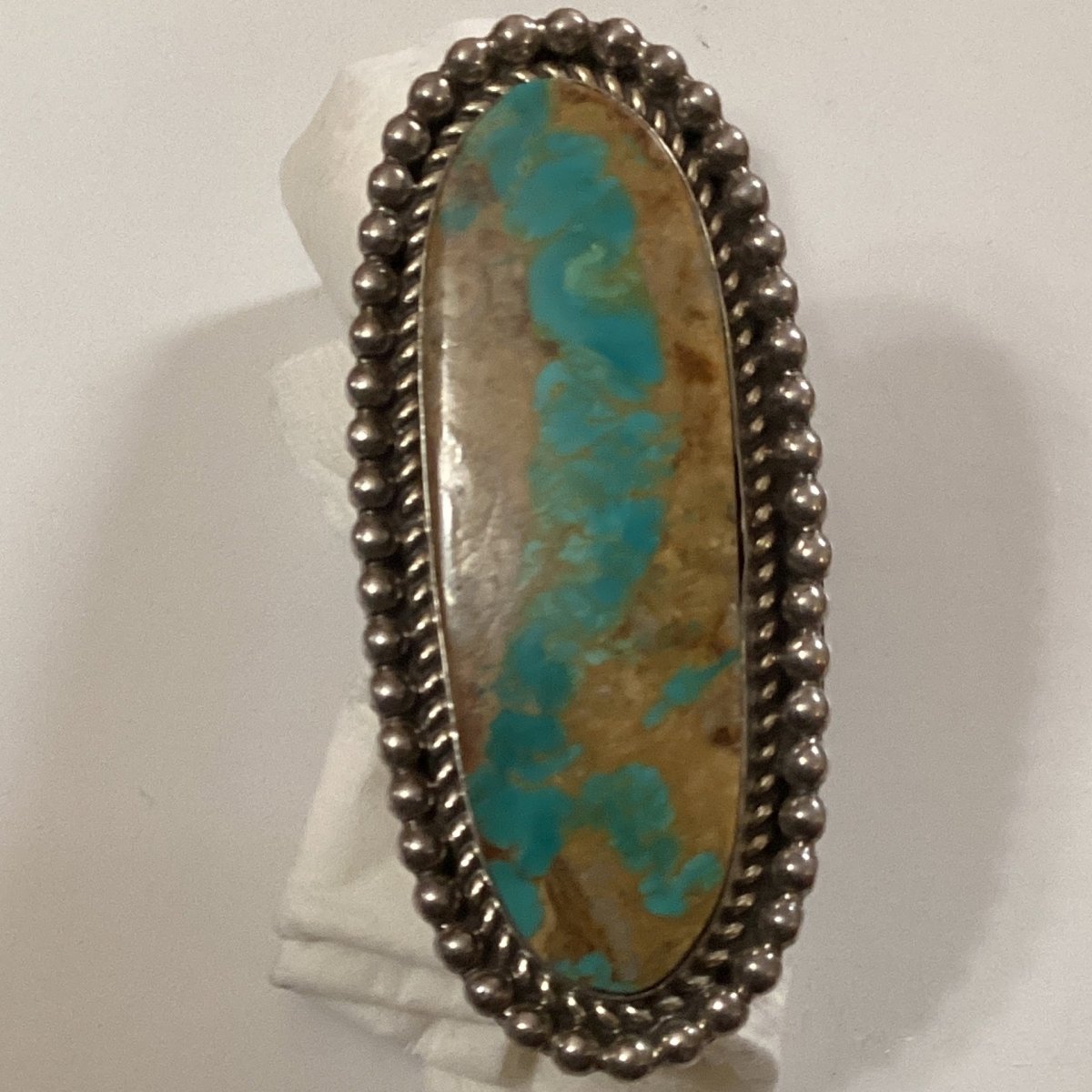Ring, large oval Royston Ribbon, Zia - Turquoise Mustang