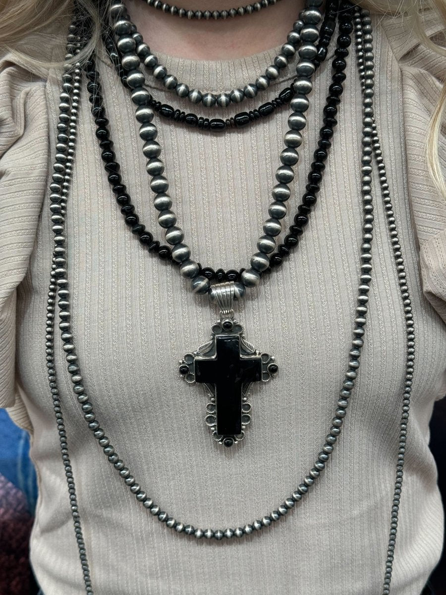The Primrose Cross Pendant - Turquoise Mustang