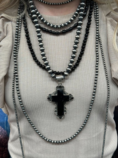 The Primrose Cross Pendant - Turquoise Mustang