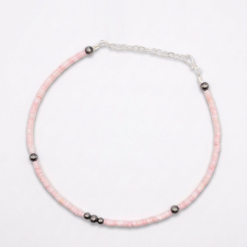 12-14” Pink Conch Necklace - Turquoise Mustang