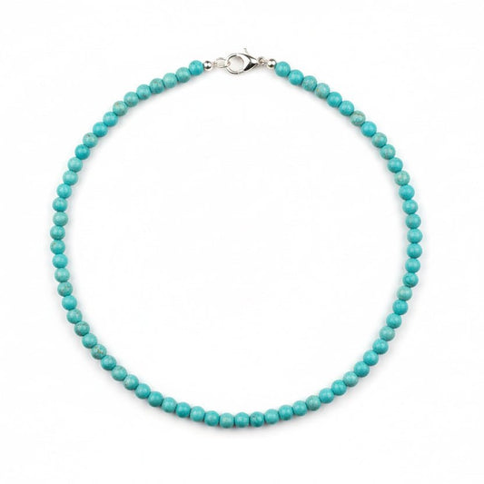 18” x 5mmBlue Green Kingman Turquoise Rounds Necklace - Turquoise Mustang