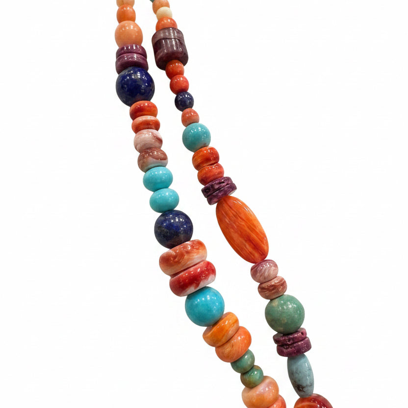 Multi - stone Necklace with Miller Pendant - Turquoise Mustang