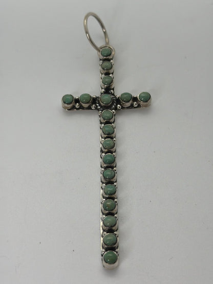 The Morning Glory Narrow Cross in Green Kingman, TM - Turquoise Mustang