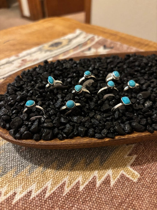 Assorted Small Stacker Rings, Turquoise - Turquoise Mustang
