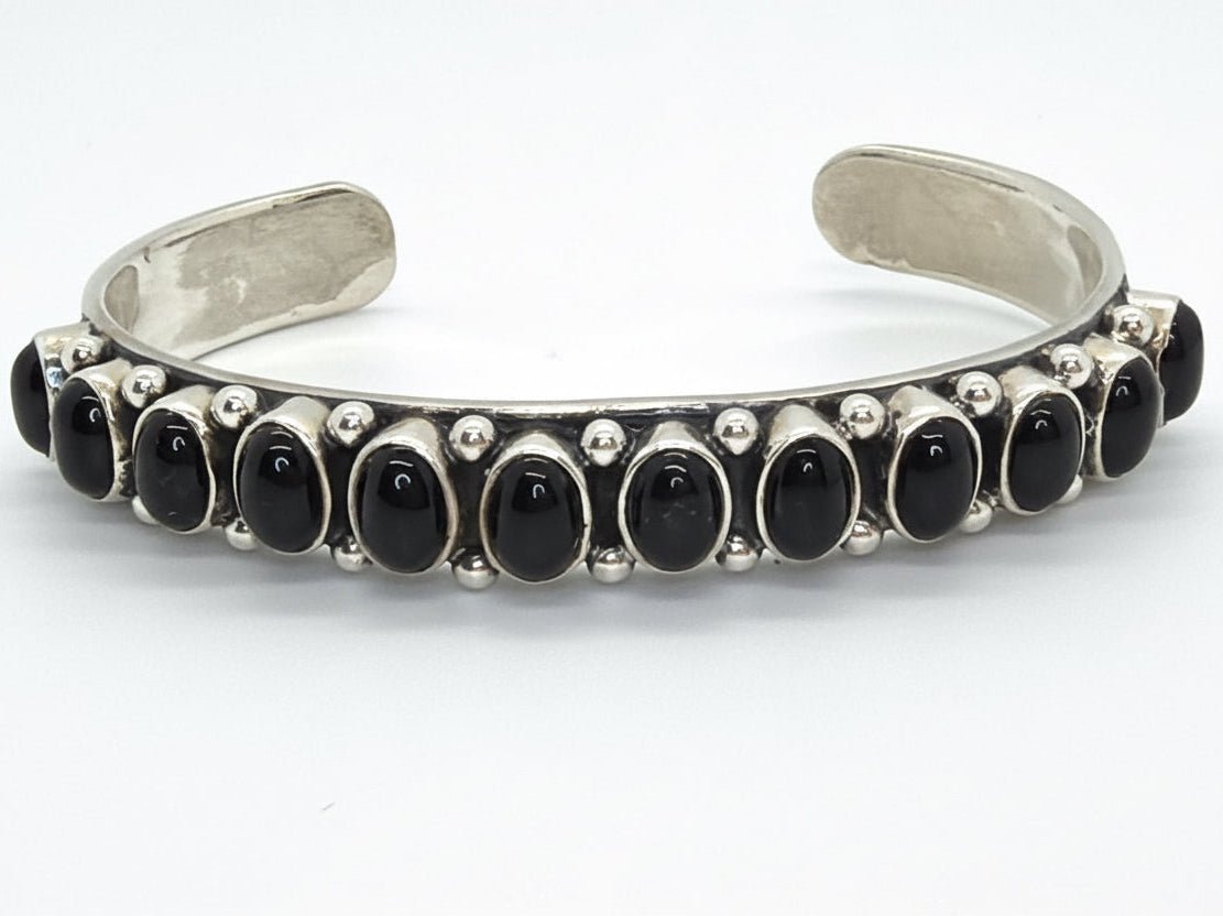 12 stone Oval Black Onyx Cuff, Dan Dodson - Turquoise Mustang