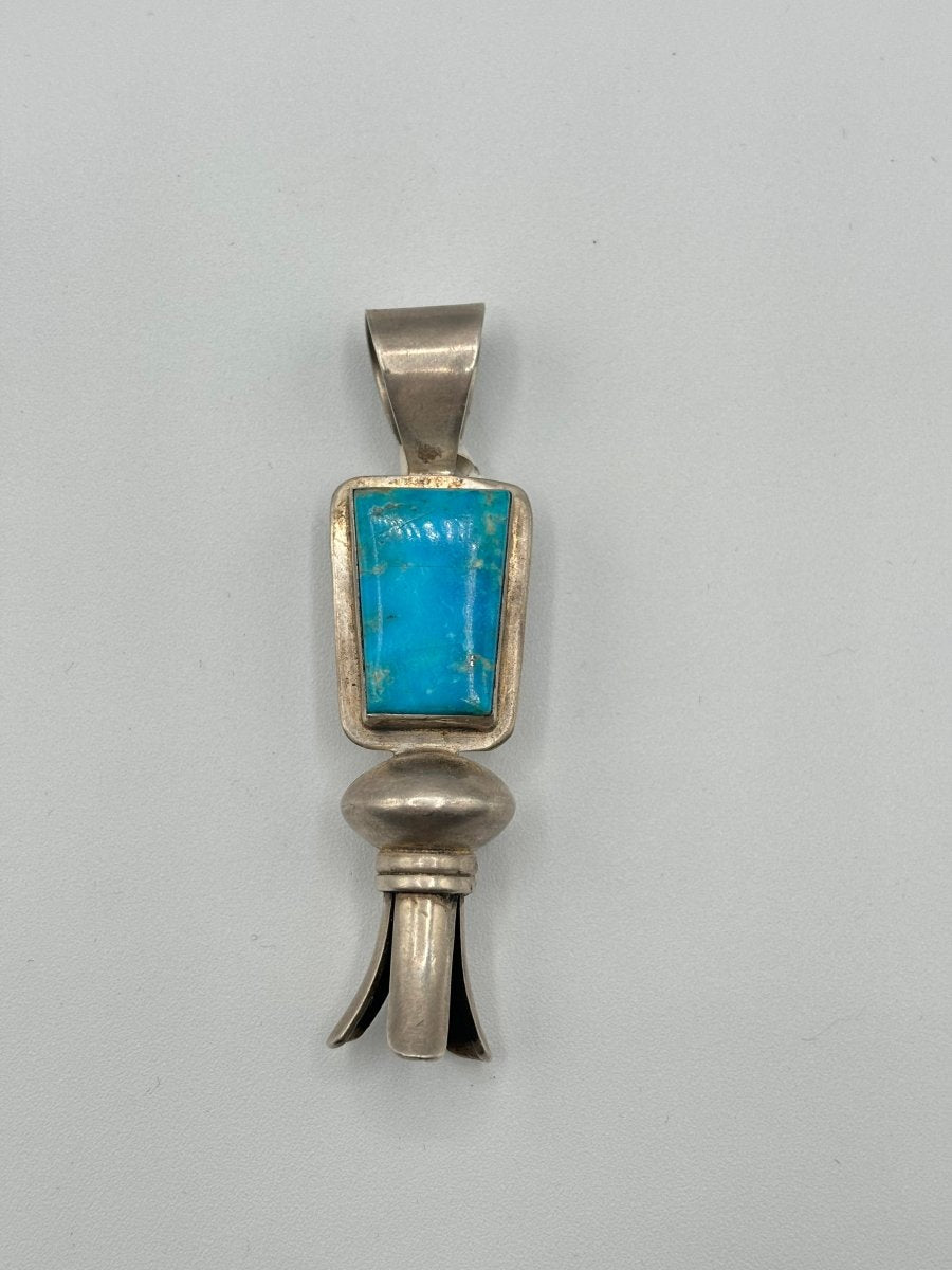 The Laude Rectangular Squash Blossom Pendant - Turquoise Mustang