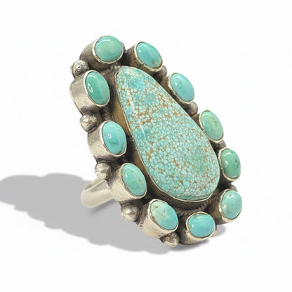 Twelve Stone Cluster Premium Number 8, Adjustable Peterson Johnson - Turquoise Mustang