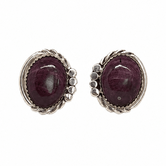 Purple Spiny Oyster Earrings by Delores Cadman, Navajo - Turquoise Mustang