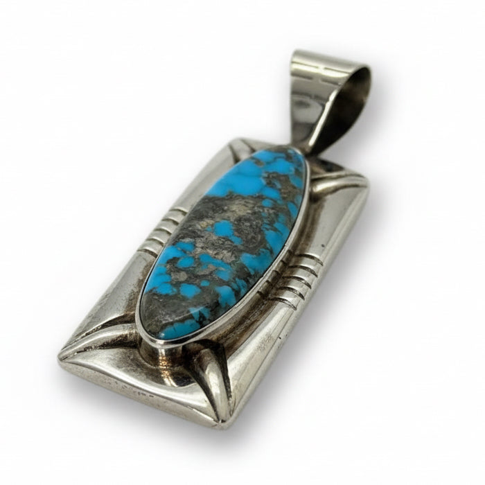 The Reno Pendant in Birdseye Kingman - Turquoise Mustang