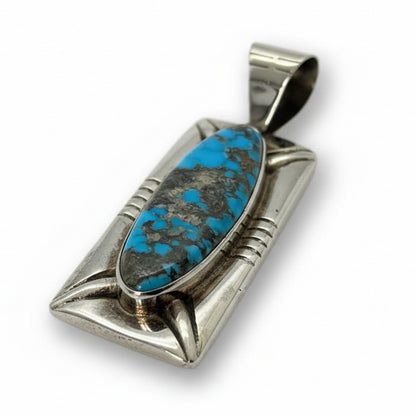 The Reno Pendant in Birdseye Kingman - Turquoise Mustang