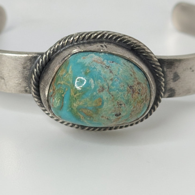 Pueblo Cuff, 8 Turquoise, Danny Henio - Turquoise Mustang
