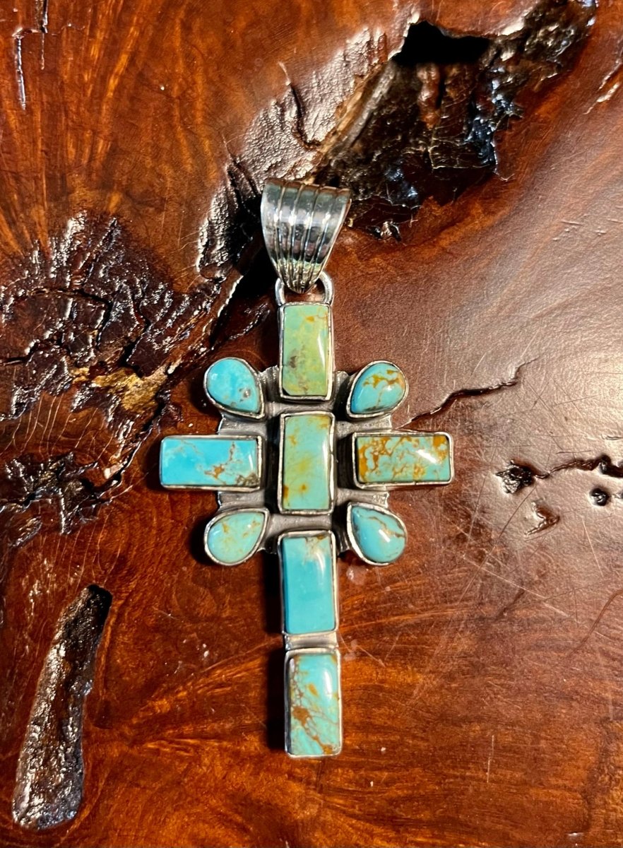 The Peace Lily Damselfly Cross Pendant - Turquoise Mustang