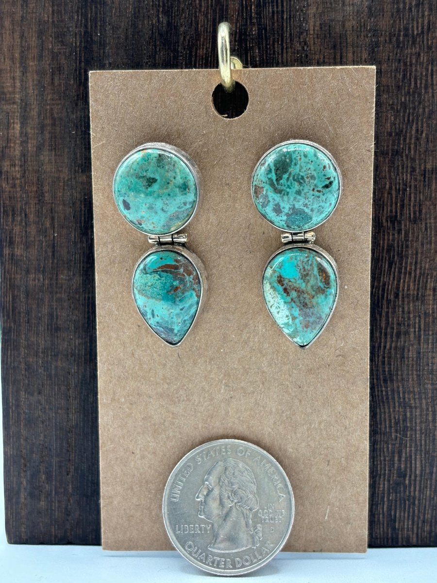 The Verbena Hinged Post Earrings - Turquoise Mustang