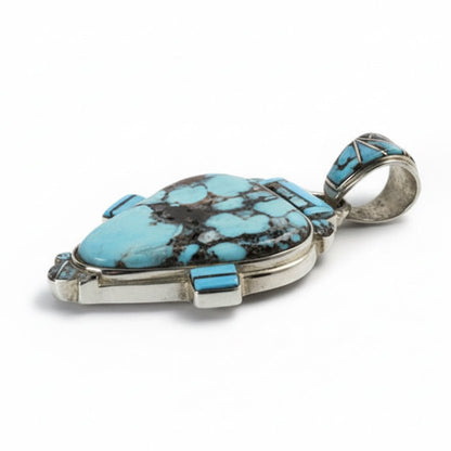 Golden Hills Turquoise Pendant with Inlaid Bail, by L&W Begay - Turquoise Mustang
