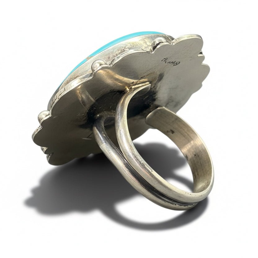 Kingman Turquoise Ring, Adjustable Tia Long - Turquoise Mustang