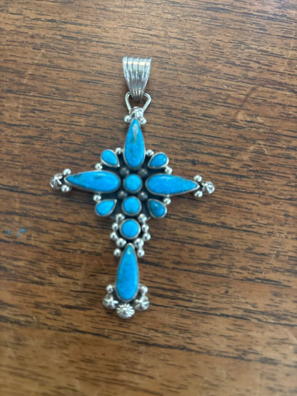 The Oleander Elegant Cross Pendant - Turquoise Mustang