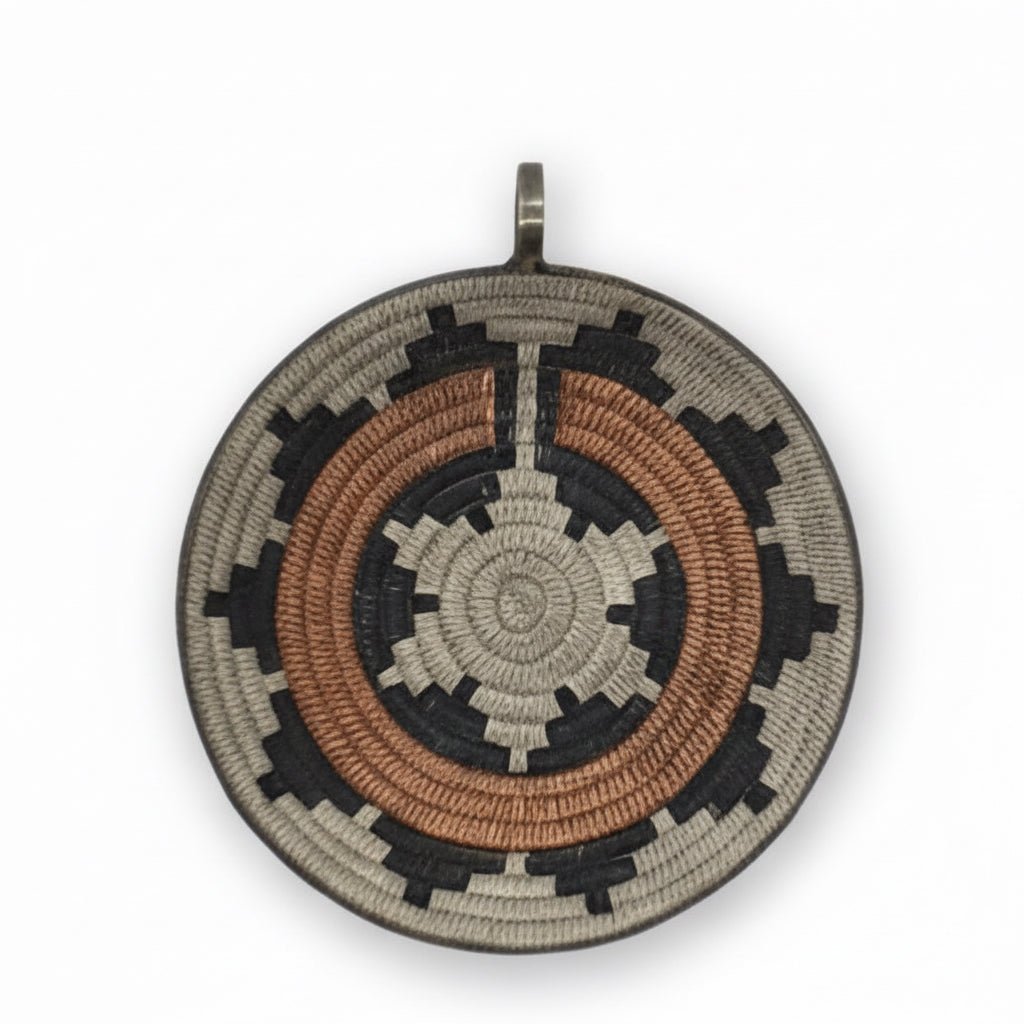 Navajo Basket Pendant, Ronald Begay - Turquoise Mustang