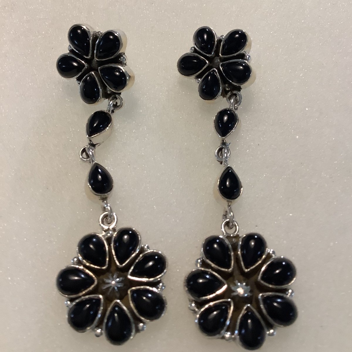 Onyx Daisy Cluster Stud with Daisy Cluster Drop - Turquoise Mustang